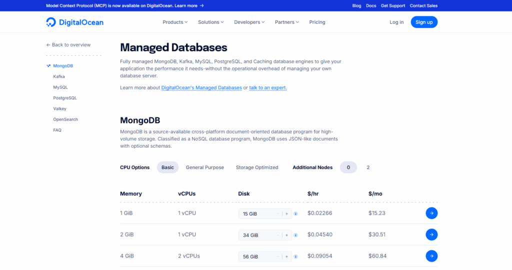 Managed Databases pricing digitalocean