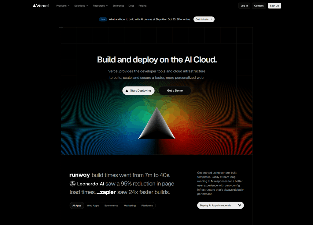 Vercel homepage