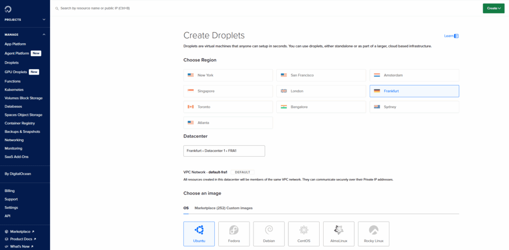 Manual Setup on a DigitalOcean Droplet