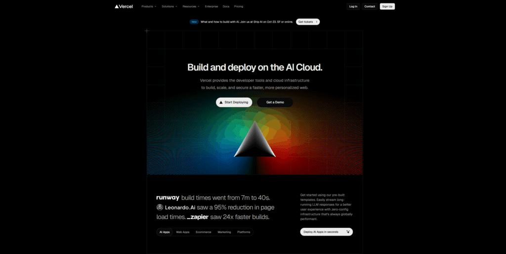 Vercel: frontend/deployment-first, with evolving backend support