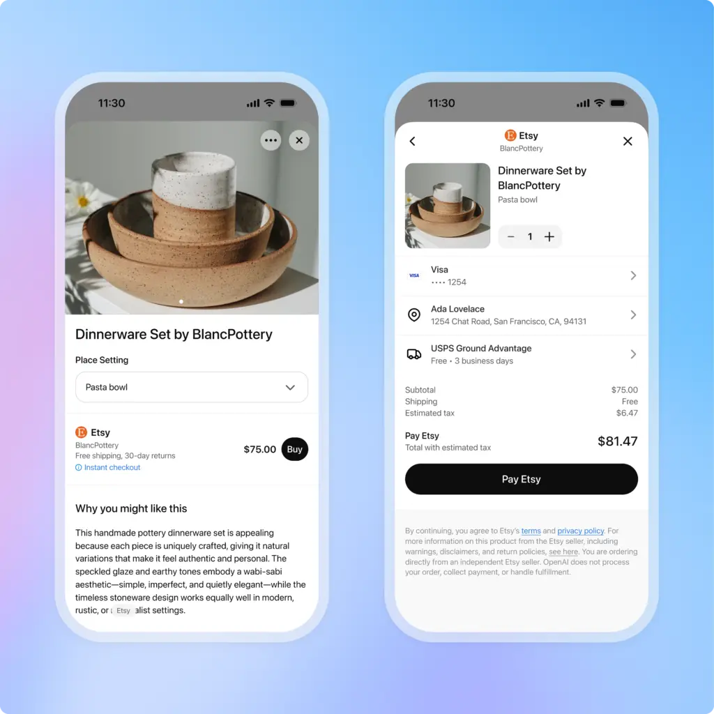 buying directly from etsy in chatgpt