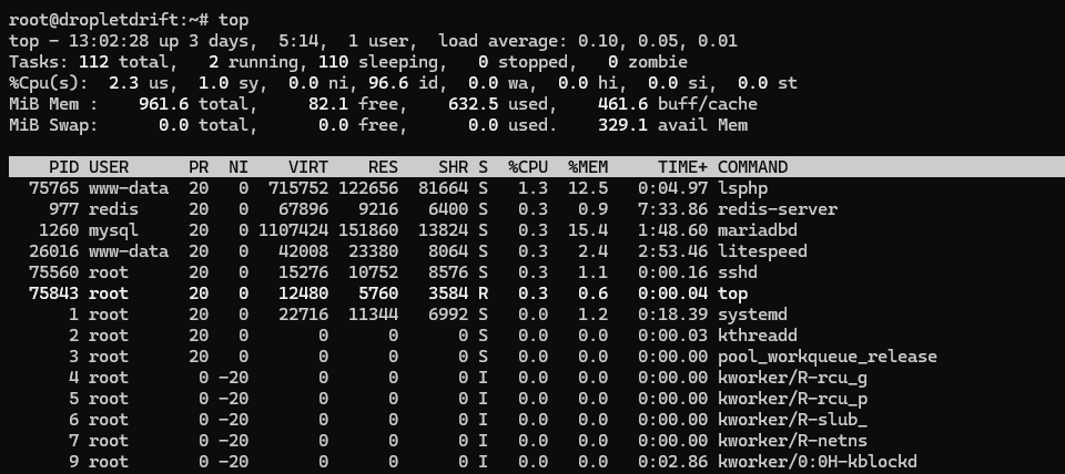 linux top command