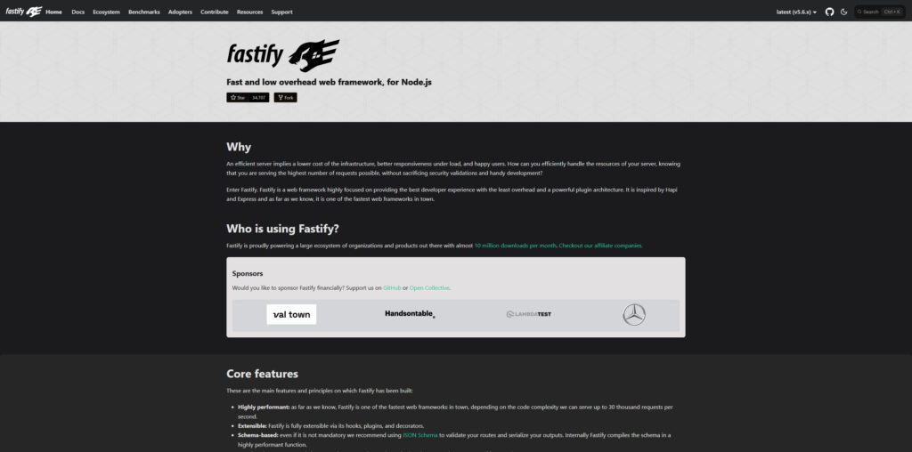 Fastify — performance and schema-based APIs