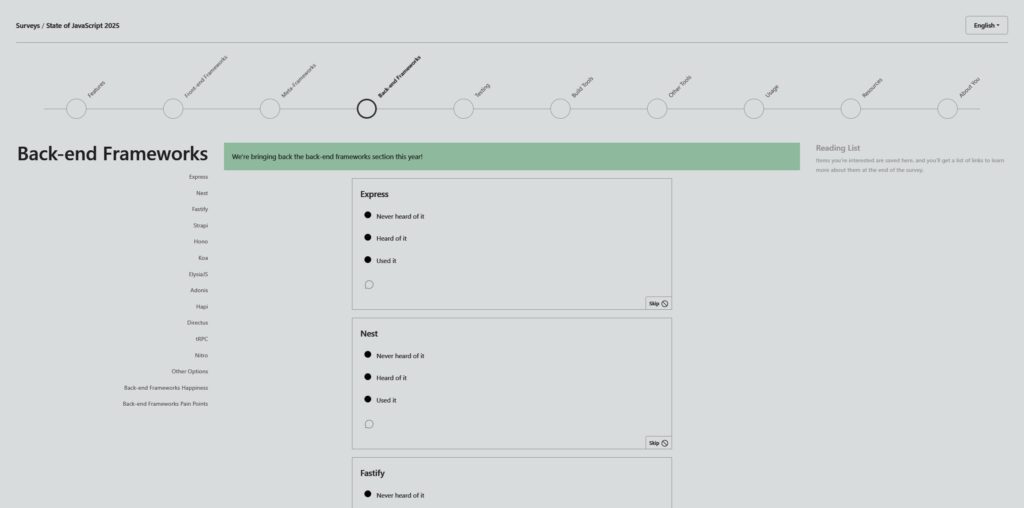 Back-end Frameworks