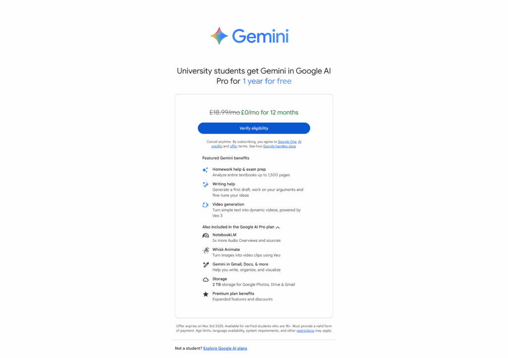 University students get Gemini in Google AI Pro for1 year for free