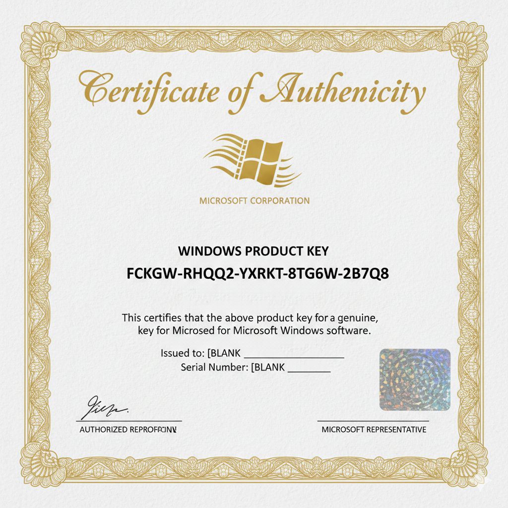 Windows XP key FCKGW-RHQQ2-YXRKT-8TG6W-2B7Q8 certificate