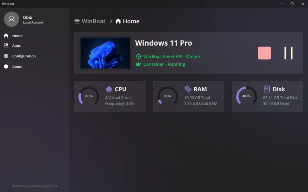 WinBoat provides a sleek and intuitive interface that seamlessly integrates Windows into your Linux desktop environment, making it feel like a native experience.


